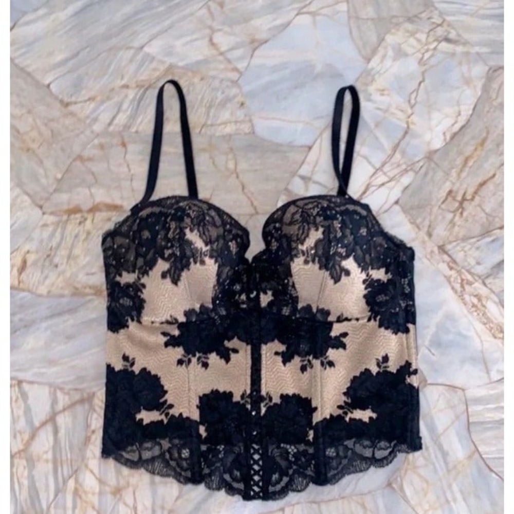 VS Very Sexy Black‎ /Cream Seduction Garter Embellished 34B